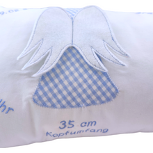 Lade das Bild in den Galerie-Viewer, GEBURTSKISSEN mit Echtmaßen und Gewicht „Schutzengel“ – Farbwahl