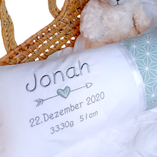 Lade das Bild in den Galerie-Viewer, GEBURTSKISSEN mit Echtmaßen und Gewicht „Grafik“ – Farbwahl