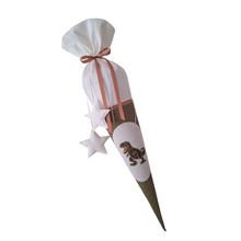 Lade das Bild in den Galerie-Viewer, SCHULTÜTE "Dinosaurier" personalisiert m. Namen grün/weiß Stoff - 70 cm mit Rohling