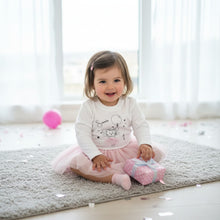 Lade das Bild in den Galerie-Viewer, KINDER LANGARMSHIRT "Geburtstagsmaus" personalisierbar weiß / schwarz / rosa