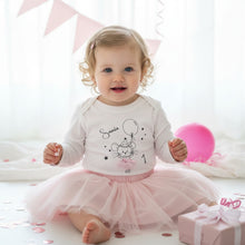 Lade das Bild in den Galerie-Viewer, BABY LANGARMSHIRT "Geburtstagsmaus" personalisierbar weiß / schwarz / rosa