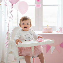 Lade das Bild in den Galerie-Viewer, BABY LANGARMSHIRT "Geburtstagsmaus" personalisierbar weiß / schwarz / rosa
