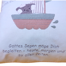 Lade das Bild in den Galerie-Viewer, TAUFKISSEN "Elefant" mit Spruch & Namen personalisiert