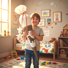 Lade das Bild in den Galerie-Viewer, SCHULTÜTE "Dinosaurier" personalisiert m. Namen grün/weiß Stoff - 70 cm mit Rohling