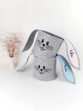 Lade das Bild in den Galerie-Viewer, GROßER HASENKORB / FILZKORB mit Namen in rosa oder hellblau