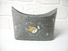 Lade das Bild in den Galerie-Viewer, 2er Set Filzkorb / Utensilio "Rehkitz" - Personalisierbar