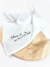 Lade das Bild in den Galerie-Viewer, GESCHIRRTUCH "Zuhause ist..." Baumwolle/Leinen - personalisierbar