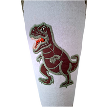 Lade das Bild in den Galerie-Viewer, SCHULTÜTE &quot;Dinosaurier&quot; personalisiert m. Namen grün/weiß Stoff - 70 cm mit Rohling
