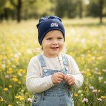 Lade das Bild in den Galerie-Viewer, BEANIE MÜTZE "Regenbogen" aus Jerseystoff für Babys und Kleinkinder

