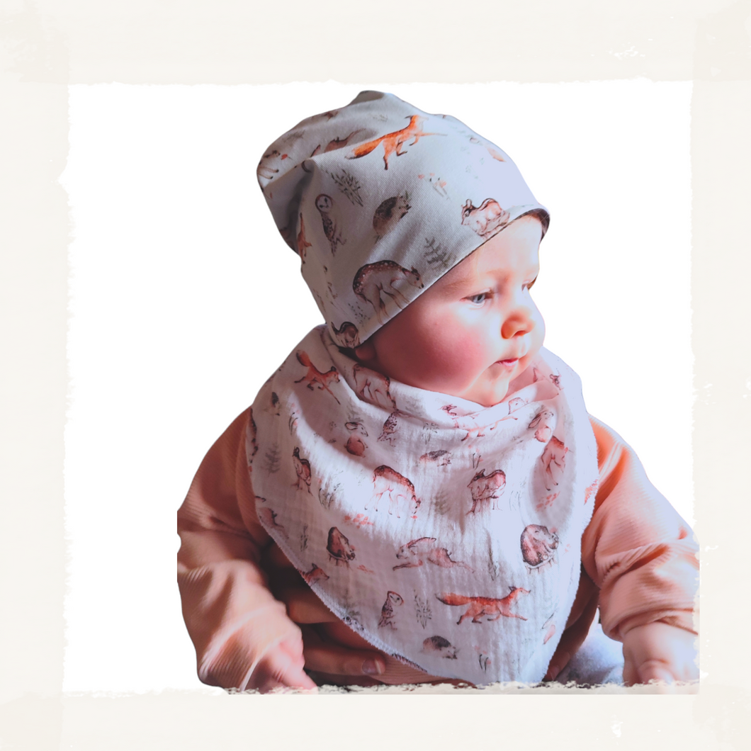 SET Beanie Mütze & Musselin Tuch 
